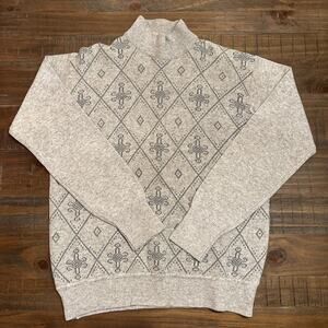 Vintage Angora Luxurious Womens Mock Neck Pullover Sweater Gray Pattern Size M